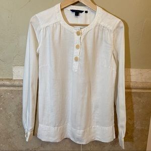 Boden White 100% Linen Long Sleeve Blouse US size 6 - like new!